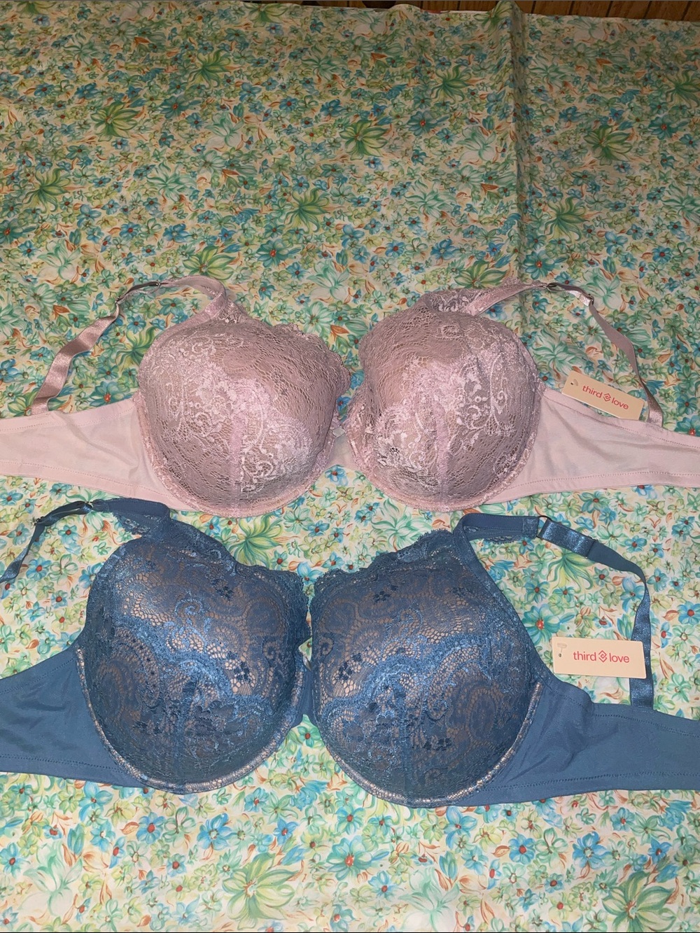 2 lace third love balconette style bras (38G)(nwt)